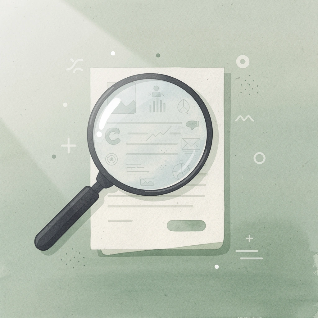 Scene of a magnifying glass examining scattered database fragments representing a manual unclaimed money search