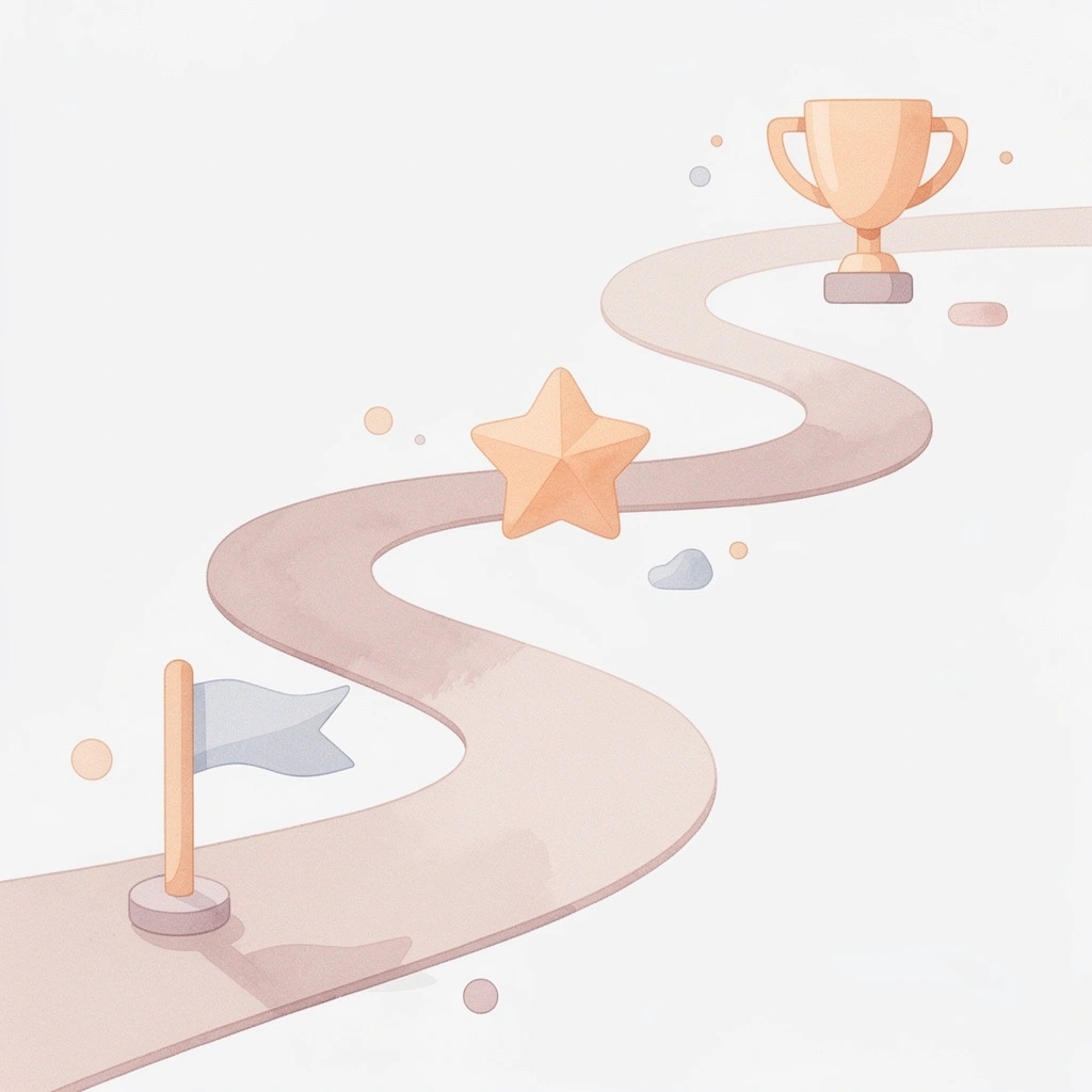 Winding path scene illustrating the class action settlement journey from filing to consumer compensation