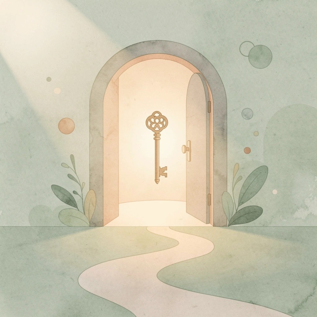 Gateway scene showing a door opening to reveal financial opportunity

