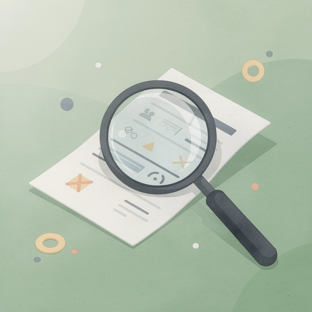 Scene of a magnifying glass examining a document representing eligibility verification