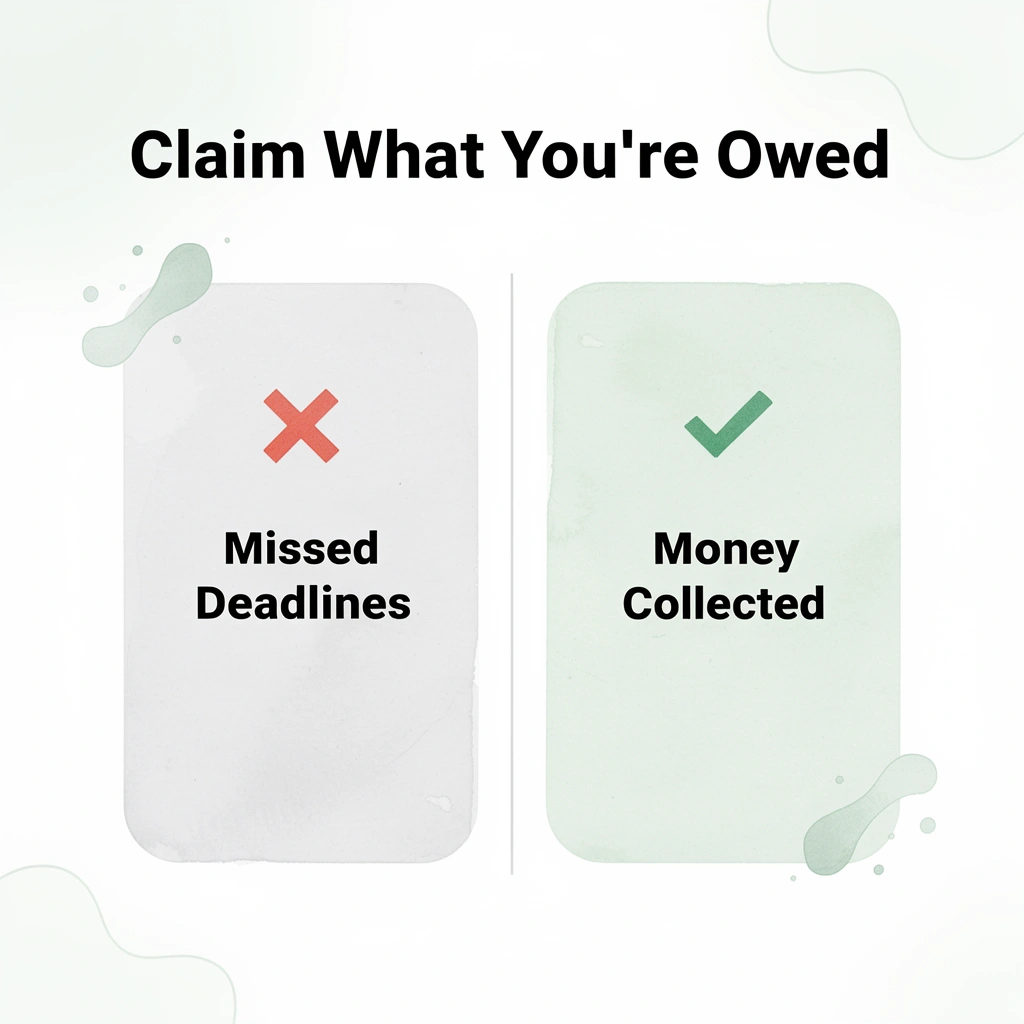 Before and after showing missed settlement deadlines versus successfully collected money