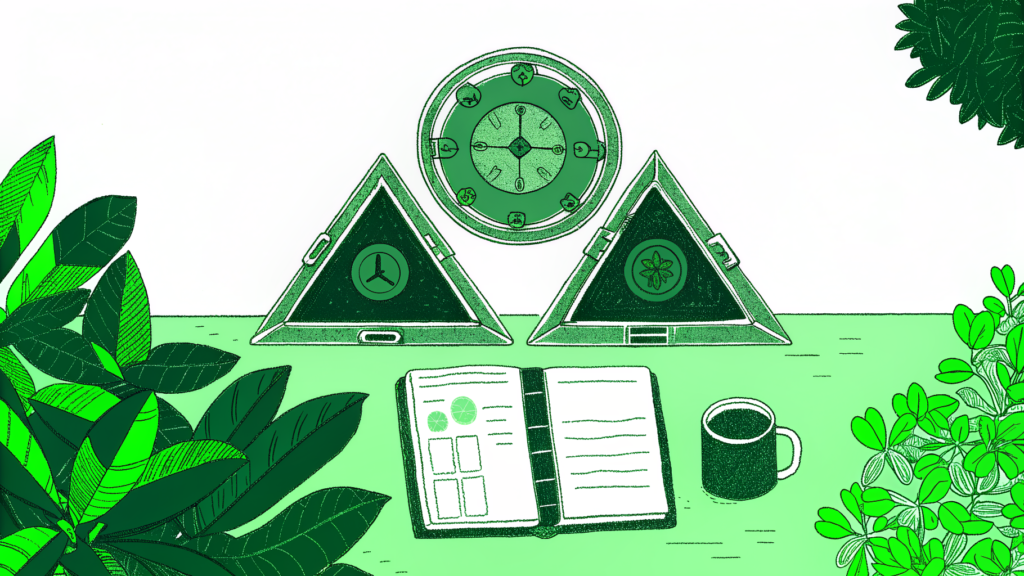 Padlocked trust account, clearance clock, and deductions ledger icon trio for settlement disbursement