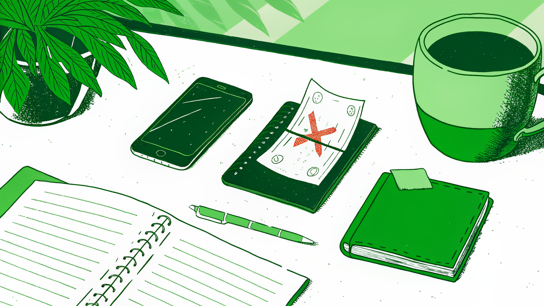 Cancelled boarding pass, cash refund, and phone on a tidy editorial desk