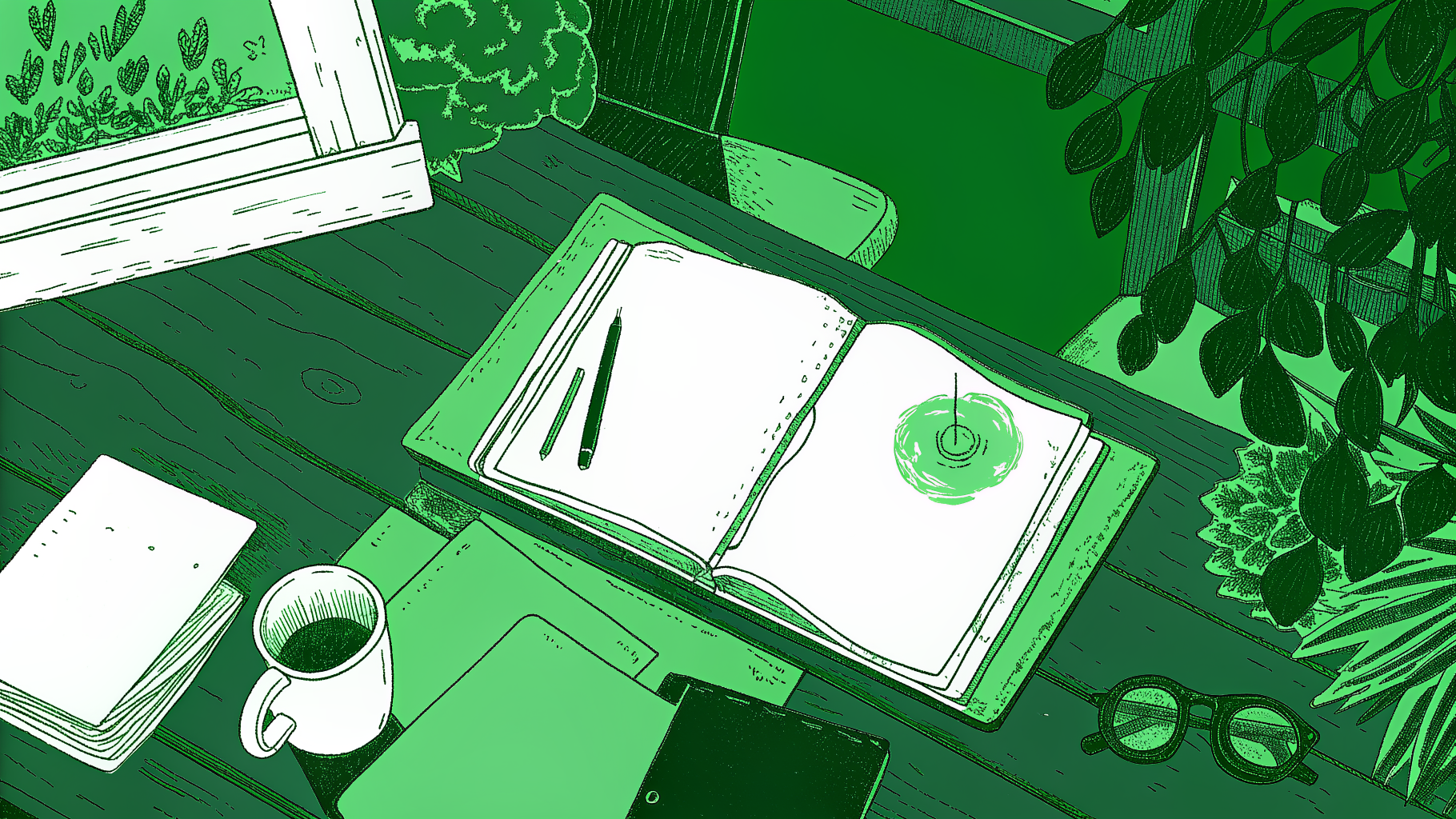 Desk scene with Michigan map, identity documents, magnifying glass, and unclaimed check envelope