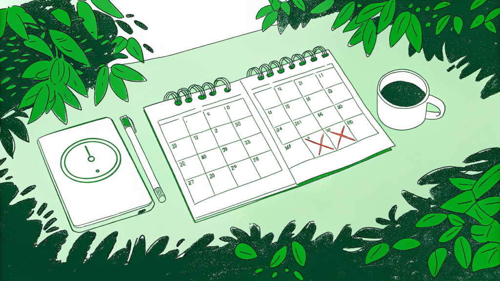 Desk calendar tracking a 90-day Louisiana unclaimed property claim window with reset marker