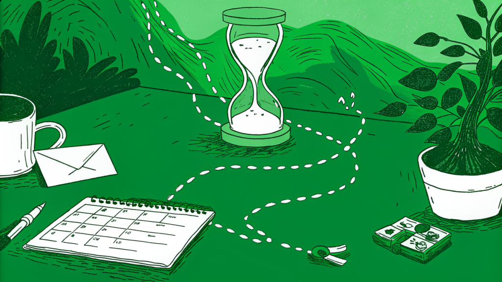 Hourglass and winding path showing the invisible Texas unclaimed property claim waiting period
